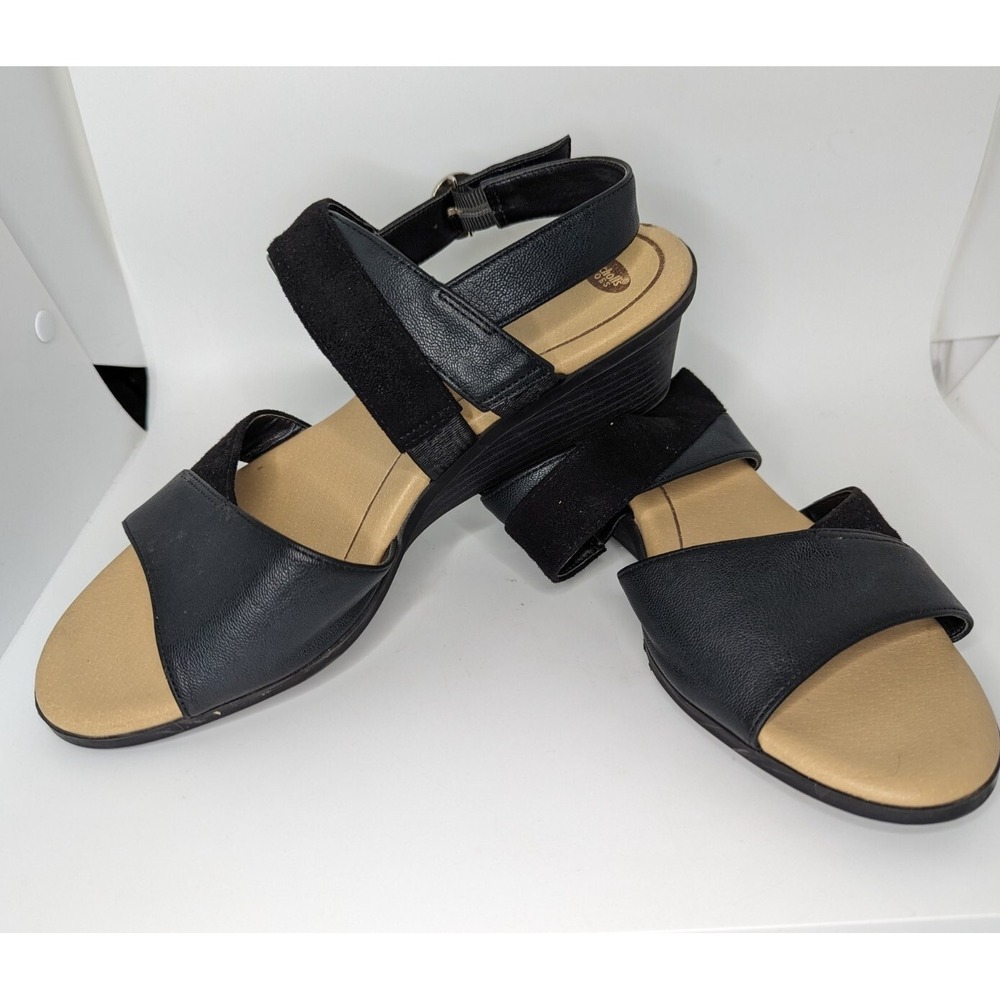 Dr Scholl's Black Platform Wedge Grace Sandals Shoes Size‎ 7.5